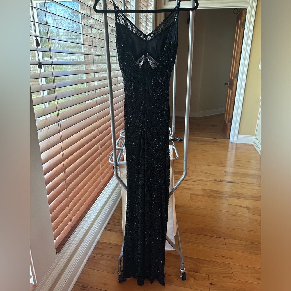 Scala Hand Beaded Black Floor Length Ball Gown Si… - image 3